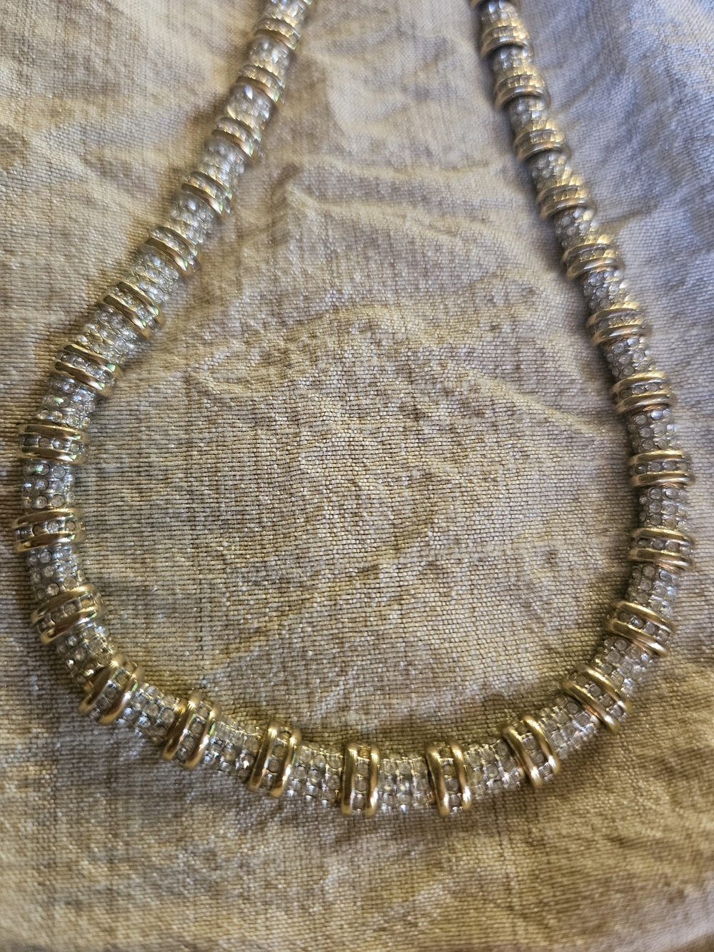 Gold and Clear Crystal Station Necklace by